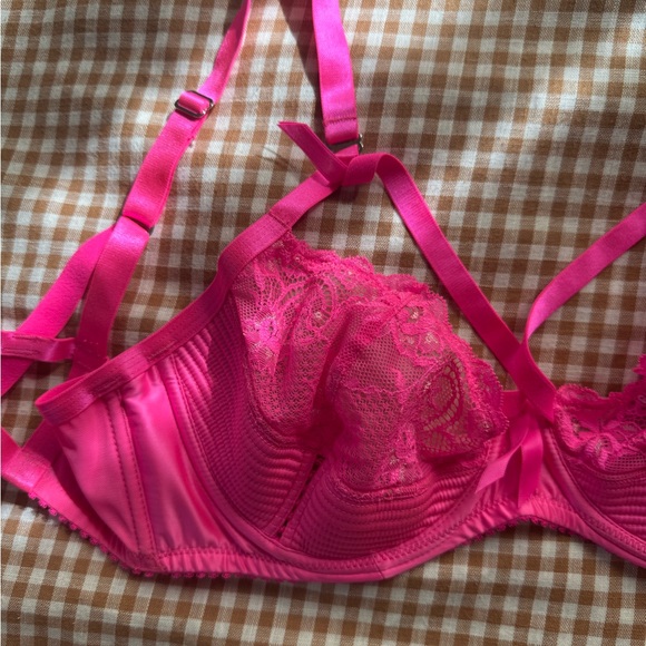 Dita Von Teese Hot Pink Madame X Balconette Underwire Bra 34DD - Picture 2 of 6